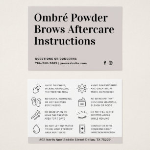 Modern Brows Aftercare PMU Brow Instructions Card Visitkort