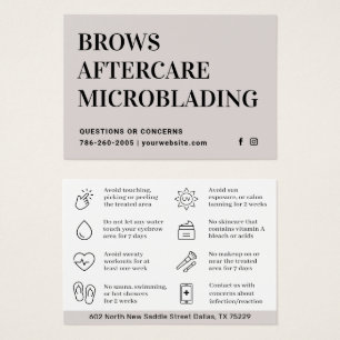 Modern Brows Aftercare PMU Brow Instructions Card Visitkort