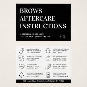 Modern Brows Aftercare PMU Brow Instructions Card Visitkort