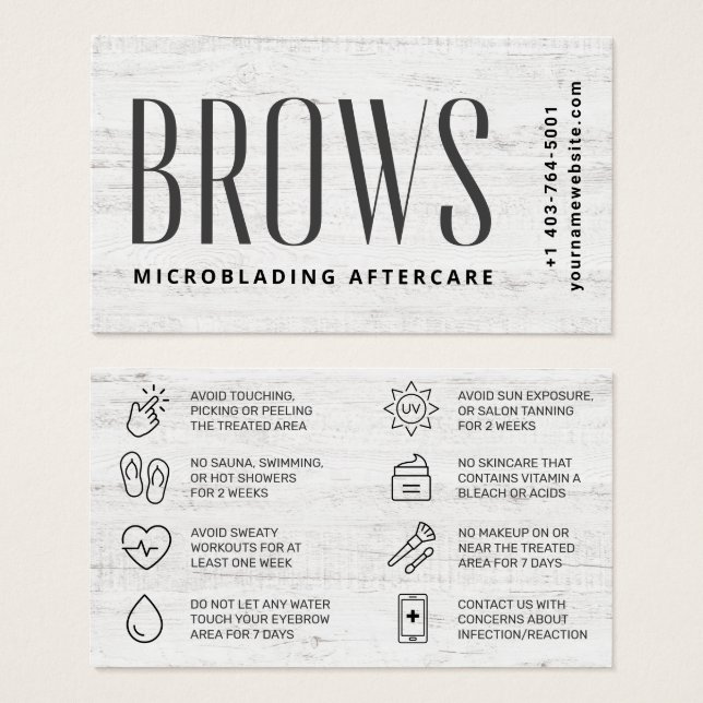 Modern Brows Aftercare PMU Brow Instructions Card Visitkort (Framsida & baksida)