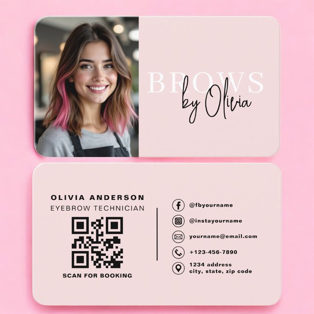 Modern Brows Artist Blush Rosa Visitkort (Skapare uppladdad)