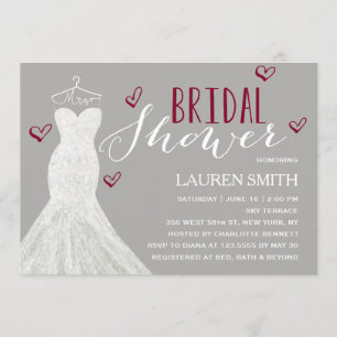 Modern brudBurgundy inbjudningskort för möhippan