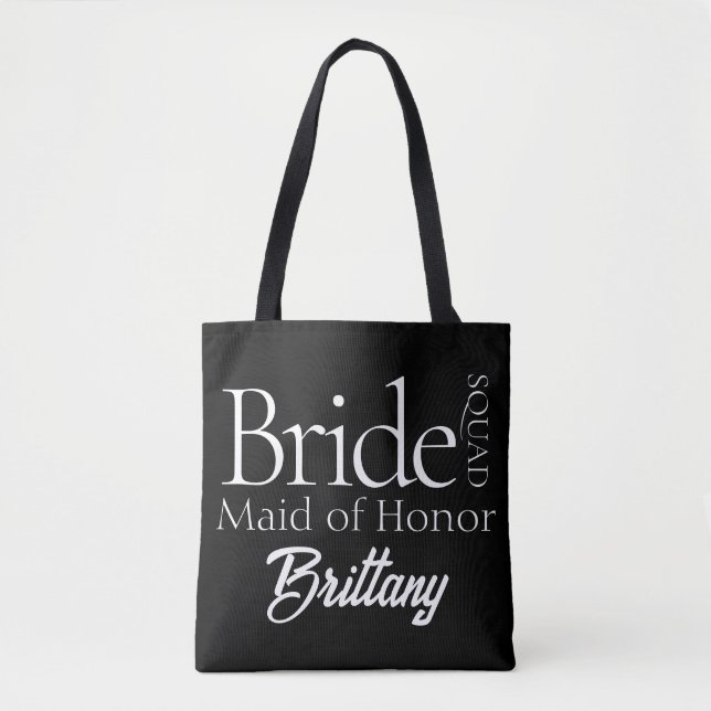 Modern Brudens sida Bride Squad Maid of honor Tygkasse (Framsida)
