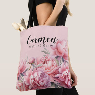 Modern Brudens sida Rosa Blommigt Vattenfärg Tygkasse