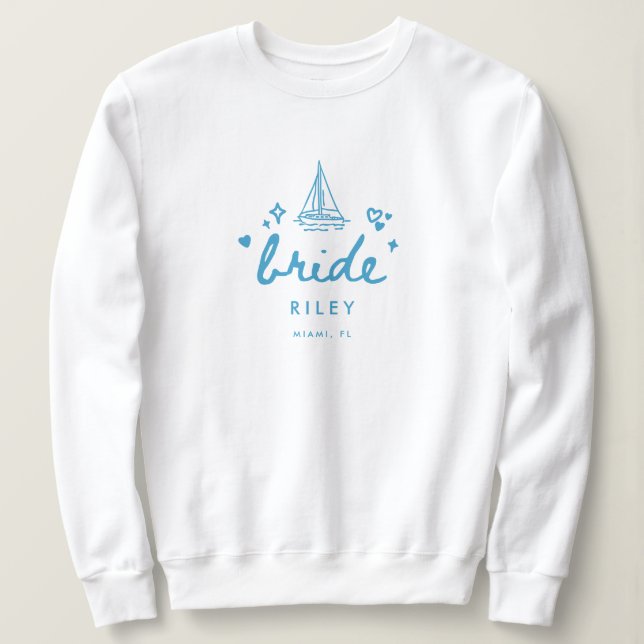Modern Bruds Namn Lake Möhippa Bröllop T Shirt (Design framsida)