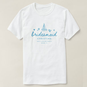 Modern Brudtärna Blå Script Lake Möhippa T Shirt