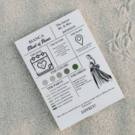 Modern brudtärna informationskort brölloppsfest ko inbjudningar