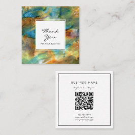 Modern Brun Akvarell Abstrakt QR-kod Tack Fyrkantigt Visitkort