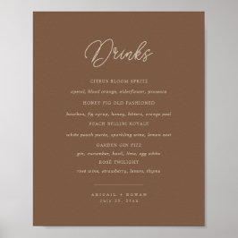 Modern Brun Beige Minimalist Bar Menytecken Poster