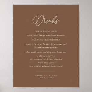 Modern Brun Beige Minimalist Bar Menytecken Poster