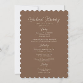 Modern Brun Beige Minimalistisk Bröllopsitinerary Inbjudningar