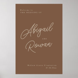 Modern Brun Beige Minimalistisk Bröllopsväxlingssk Poster