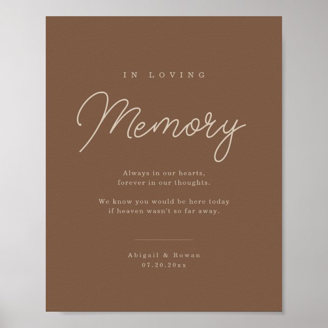 Modern Brun Beige Minimalistisk Minnestavla Poster (Framsidan)