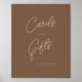Modern Brun Beige Minimalistiska Kort & Present Sk Poster