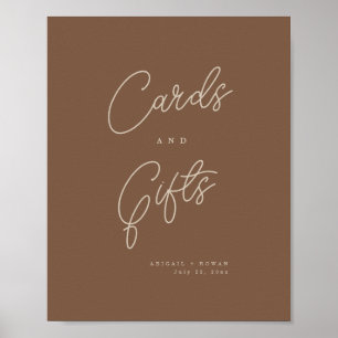 Modern Brun Beige Minimalistiska Kort & Present Sk Poster