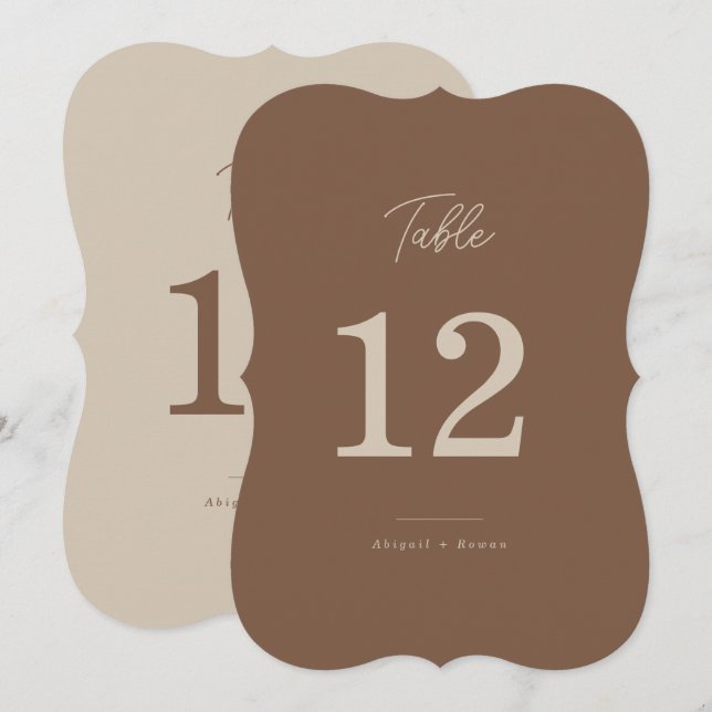 Modern Brun Beige Tvåtons Bordskort (Fram/baksida)