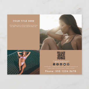 Modern brun Business Promoted Photo QR-kod Flygblad