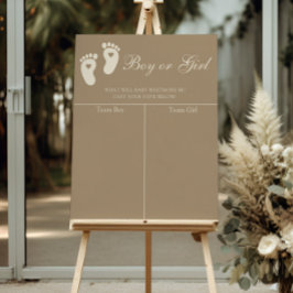 Modern Brun Footprint Gender Reveal Prediction Poster