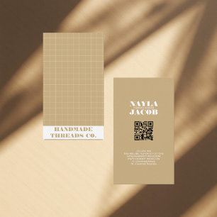 Modern brun jordton Kontrollerad QR-kod för Mönste Visitkort