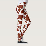 Modern brun koffert Skriv ut Cowboyfarmer Leggings<br><div class="desc">Klassisk och trendig brun och vit korna med skinn från struktur utformar hemdekanter och presenter. Djurtryck på cellprickar</div>