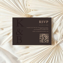 Modern Brun Monogram Minimalistisk Bröllop