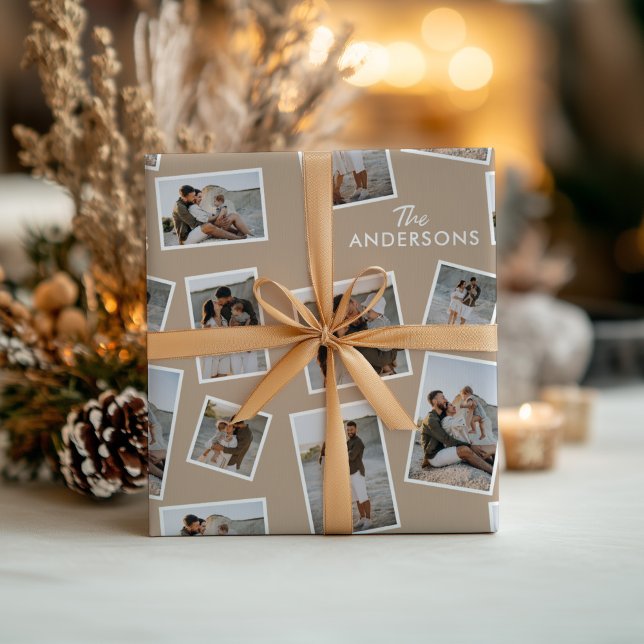 Modern brun multifotofamiljsamling presentpapper (Skapare uppladdad)