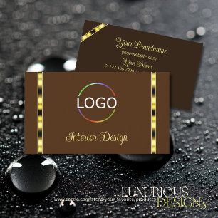 Modern Brun- och Guld-dekor med Logotyp Profession Visitkort