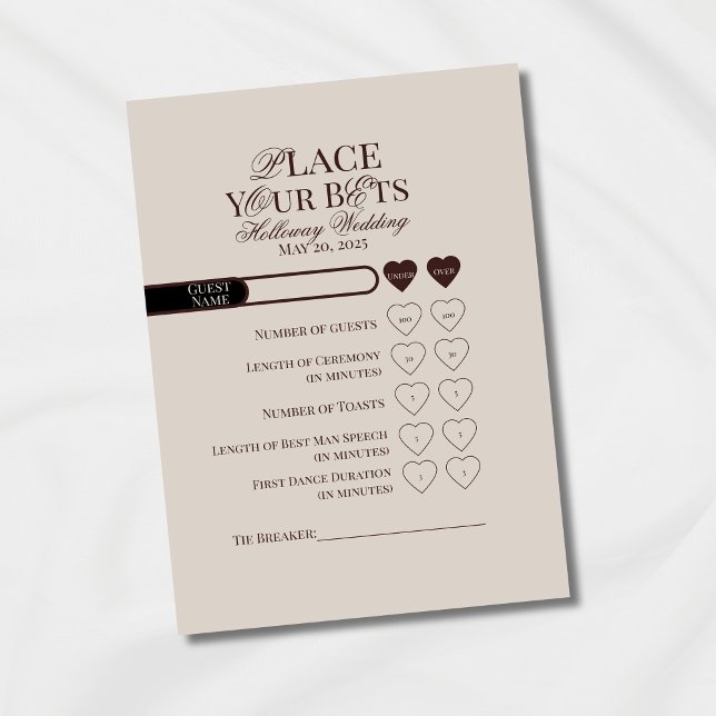 Modern Brun Redigerbar Bröllops Rekvisita Kort (Modern Elegant Mousse Brown Wedding Suite Theme with options to personalize for your special day.)
