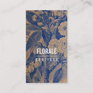 Modern brun vintage av papper chic blommor blå fär visitkort