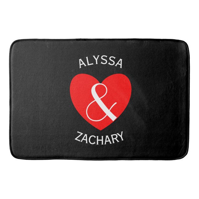 Modern bruna hjärteböjd A29-text i stam och rumpa Badrumsmatta (Framsidan)