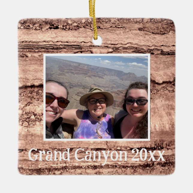 Modern brunbeige sepia-bränd granit av orange julgransprydnad keramik (Framsida)