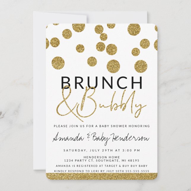 Modern Brunch & Bubly-inbjudan Inbjudningar (Framsida)