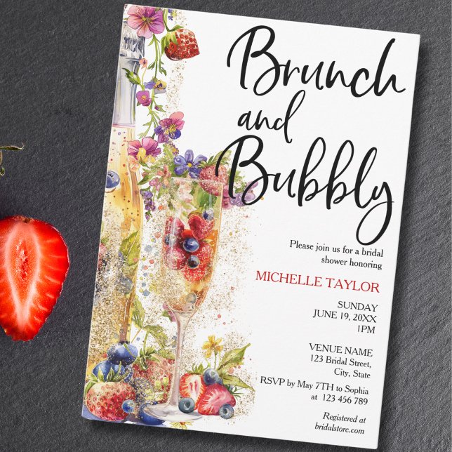 Modern Brunch och Bubble Summer Champagne Cocktail Inbjudningar (Skapare uppladdad)