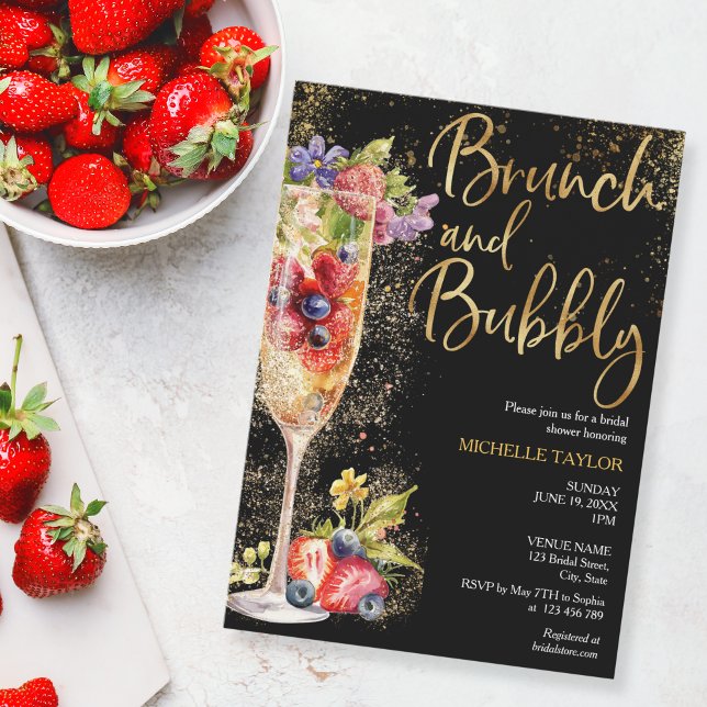 Modern Brunch och Bubble Summer Champagne Cocktail Inbjudningar (Skapare uppladdad)