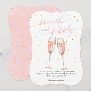 Modern brunch och bubblor, champagne möhippa inbjudningar