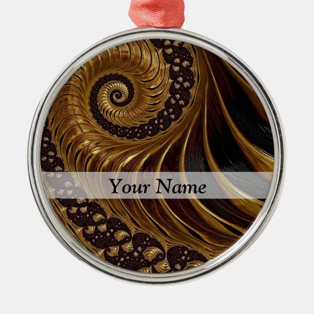 Modern brunfrakttal spiral mönster julgransprydnad metall (Framsidan)