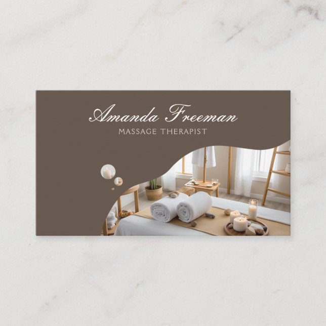Modern brunt massage Bord Therapy Visitkort (Framsida)