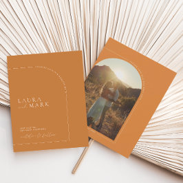 Modern Brunt Orange Arch Photo Save Date