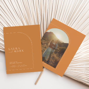Modern Brunt Orange Arch Photo Save Date