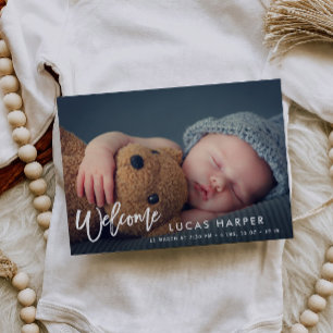 Modern Brush-brev med baby-födelsetal Vykort