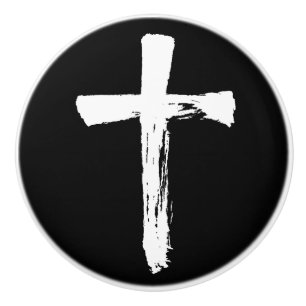 Modern Brush Kor - Christian White Crucifix Knopp