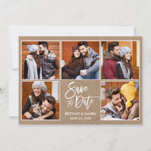 Modern Brush Script 5 Foto Kraft Spara Datumet