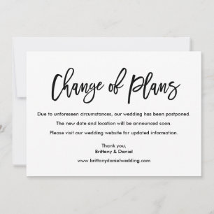 Modern Brush Script Ändring Av Planer Bröllopskort Spara Datumet