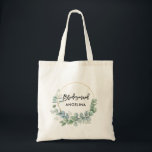Modern Brush Script Bridesmaid Botanical Grey Tygkasse<br><div class="desc">Modern Trendig-penselskript Vattenfärg Botanical Grey Guld Circle Bridesmaid Tote Bag</div>
