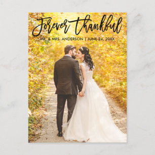 Modern Brush Script För Evigt Tacksam Bröllopsfoto Vykort