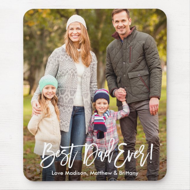 Modern Brush Script Foto Bästa Pappa Någonsin  Musmatta (Framsidan)