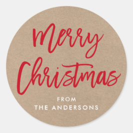 Modern Brush Script-julklapp Kraft Gift Sticker Runt Klistermärke