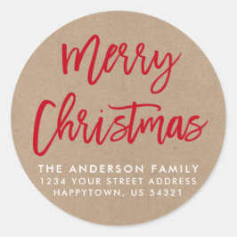 Modern Brush Script-julklapp Kraft Kuvert Seal Runt Klistermärke