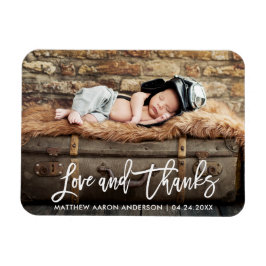 Modern Brush Script Ny Baby Kärlek och Tacksamhet  Magnet