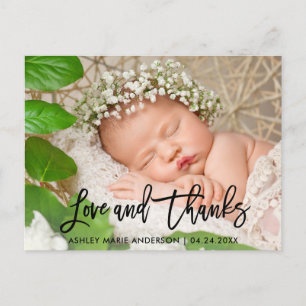 Modern Brush Script Ny Baby Kärlek och Tacksamhet Meddelande Vykort